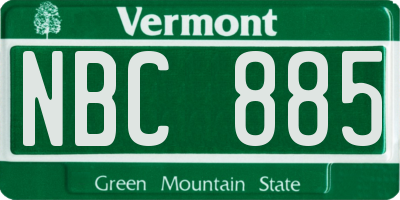 VT license plate NBC885
