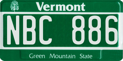 VT license plate NBC886