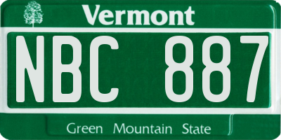 VT license plate NBC887