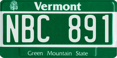 VT license plate NBC891