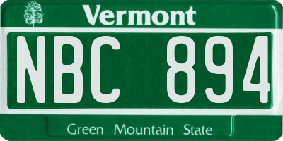 VT license plate NBC894