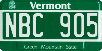 VT license plate NBC905
