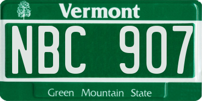 VT license plate NBC907