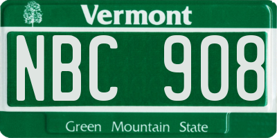 VT license plate NBC908