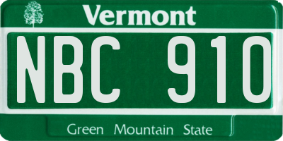 VT license plate NBC910