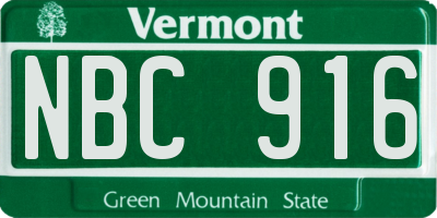 VT license plate NBC916