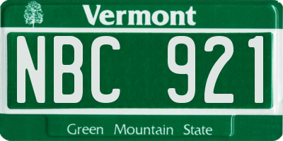 VT license plate NBC921