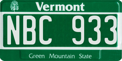 VT license plate NBC933