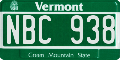 VT license plate NBC938