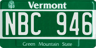 VT license plate NBC946
