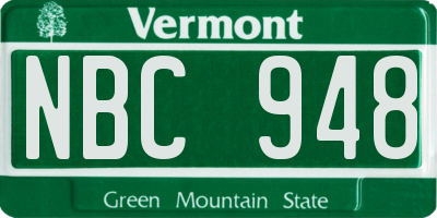 VT license plate NBC948