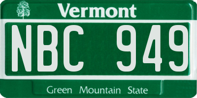 VT license plate NBC949