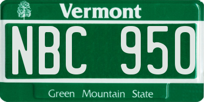VT license plate NBC950