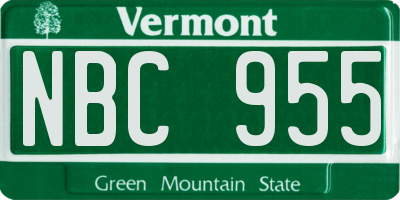 VT license plate NBC955