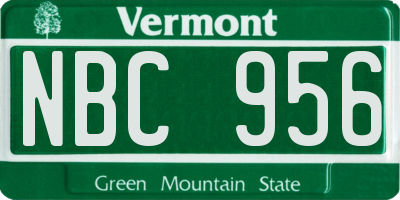 VT license plate NBC956