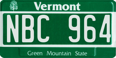 VT license plate NBC964