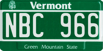 VT license plate NBC966