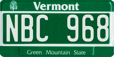 VT license plate NBC968