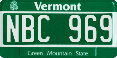 VT license plate NBC969