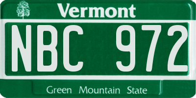 VT license plate NBC972