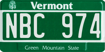 VT license plate NBC974