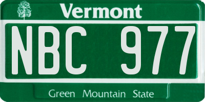 VT license plate NBC977