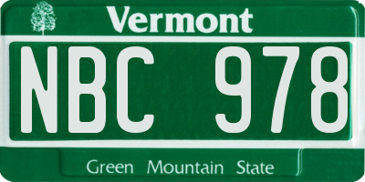 VT license plate NBC978