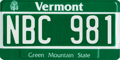 VT license plate NBC981
