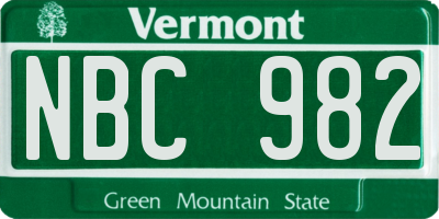 VT license plate NBC982