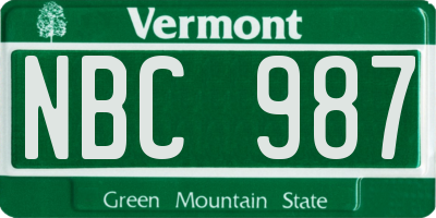 VT license plate NBC987