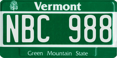 VT license plate NBC988