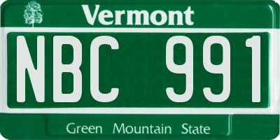 VT license plate NBC991