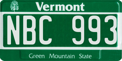 VT license plate NBC993