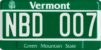 VT license plate NBD007