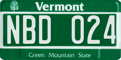 VT license plate NBD024