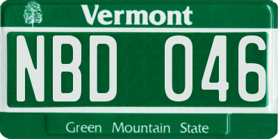 VT license plate NBD046