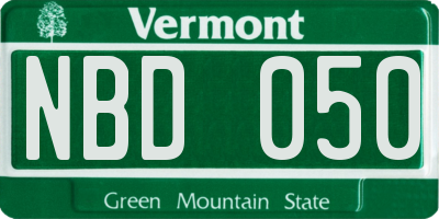 VT license plate NBD050