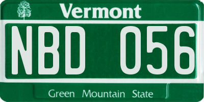 VT license plate NBD056