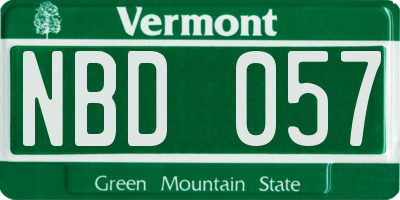 VT license plate NBD057