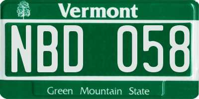 VT license plate NBD058