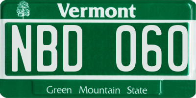VT license plate NBD060
