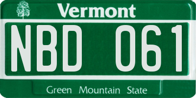 VT license plate NBD061
