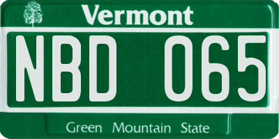 VT license plate NBD065