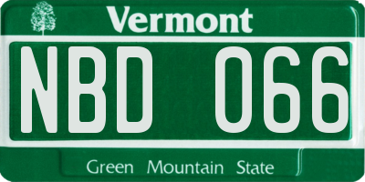 VT license plate NBD066