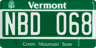VT license plate NBD068