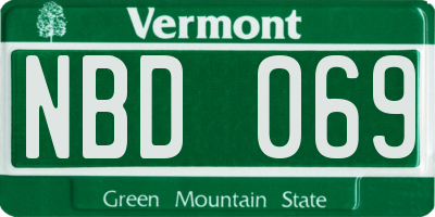 VT license plate NBD069