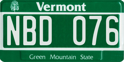 VT license plate NBD076