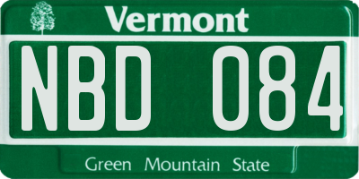VT license plate NBD084