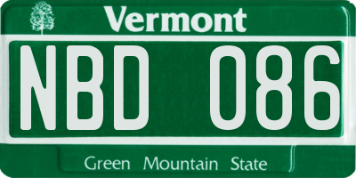 VT license plate NBD086