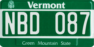 VT license plate NBD087